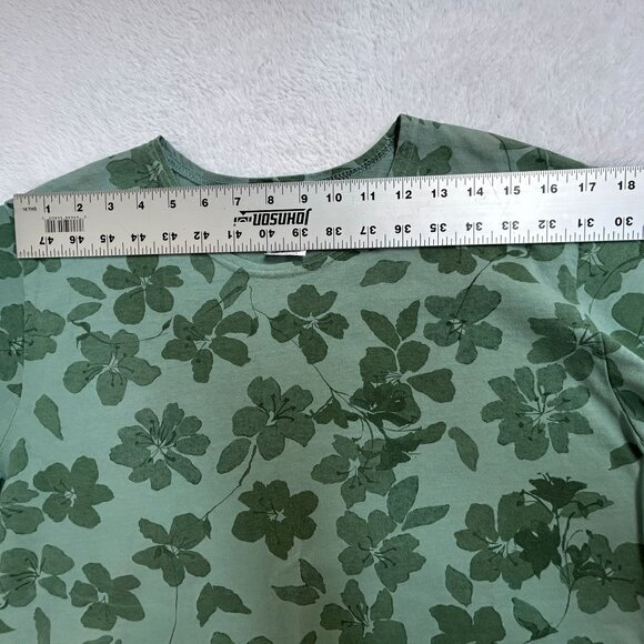 Cotton Studio Womens Green Floral Print Short Sleeve T-Shirt Casual Tee Medium - Picture 5 of 7